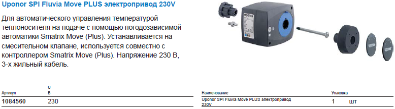 Uponor SPI Fluvia Move PLUS электропривод 230V