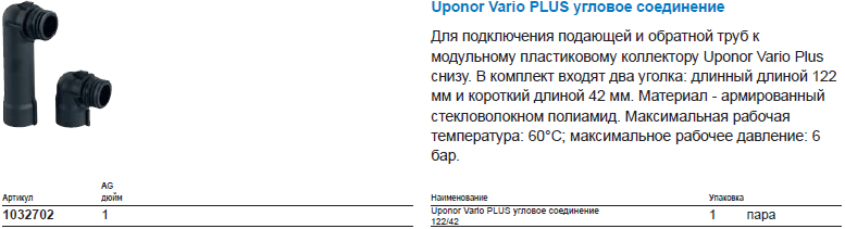 Uponor Vario PLUS коллекторный комплект